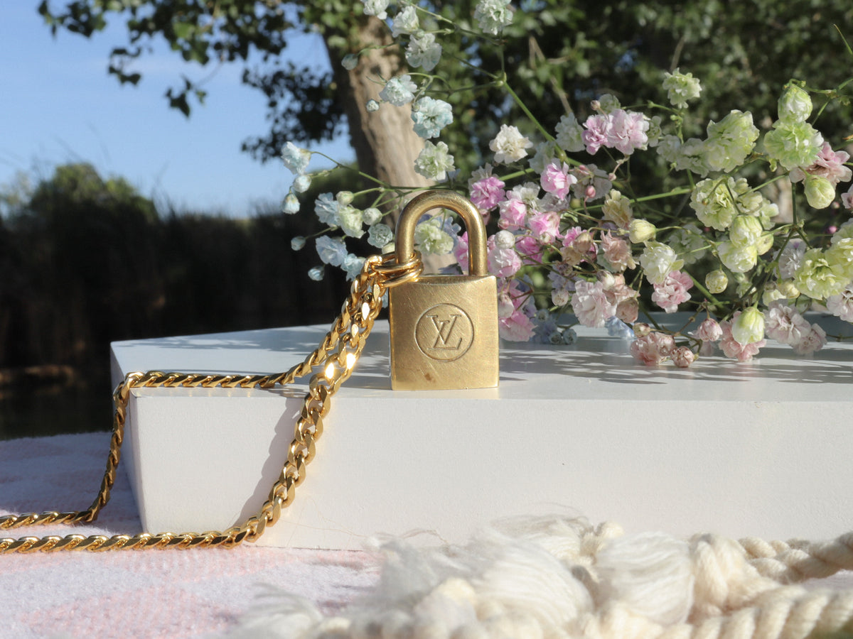 Brass Louis Vuitton Circular Logo Button Necklace – Vintage Vogue Lux
