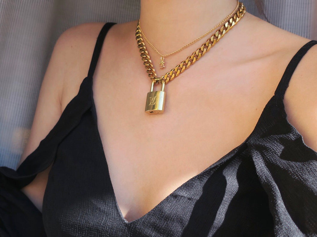 vuitton brass lock necklace